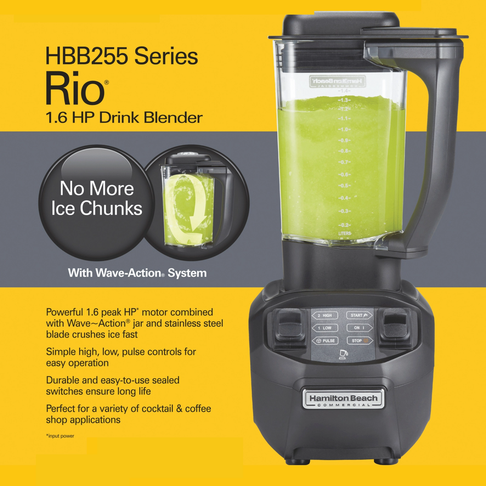 Blender barmański, 1,4 l, 188x216x412 mm, 1,19 kW | HAMILTON BEACH COMMERCIAL, Rio®