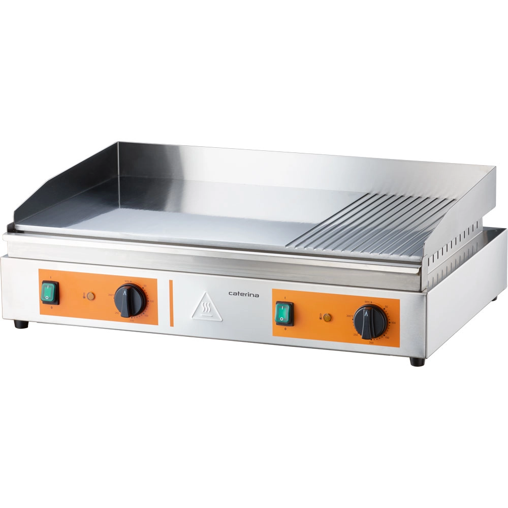 Płyta grillowa 2/3 gładka, 1/3 ryflowana, 3.5 kW, 230 V, 720x460x240 mm | CATERINA, 745104