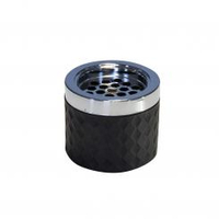 Popielniczka metalowa chromowana ze szklanym pojemnikiem, czarna Ø95 mm | APS, 00564