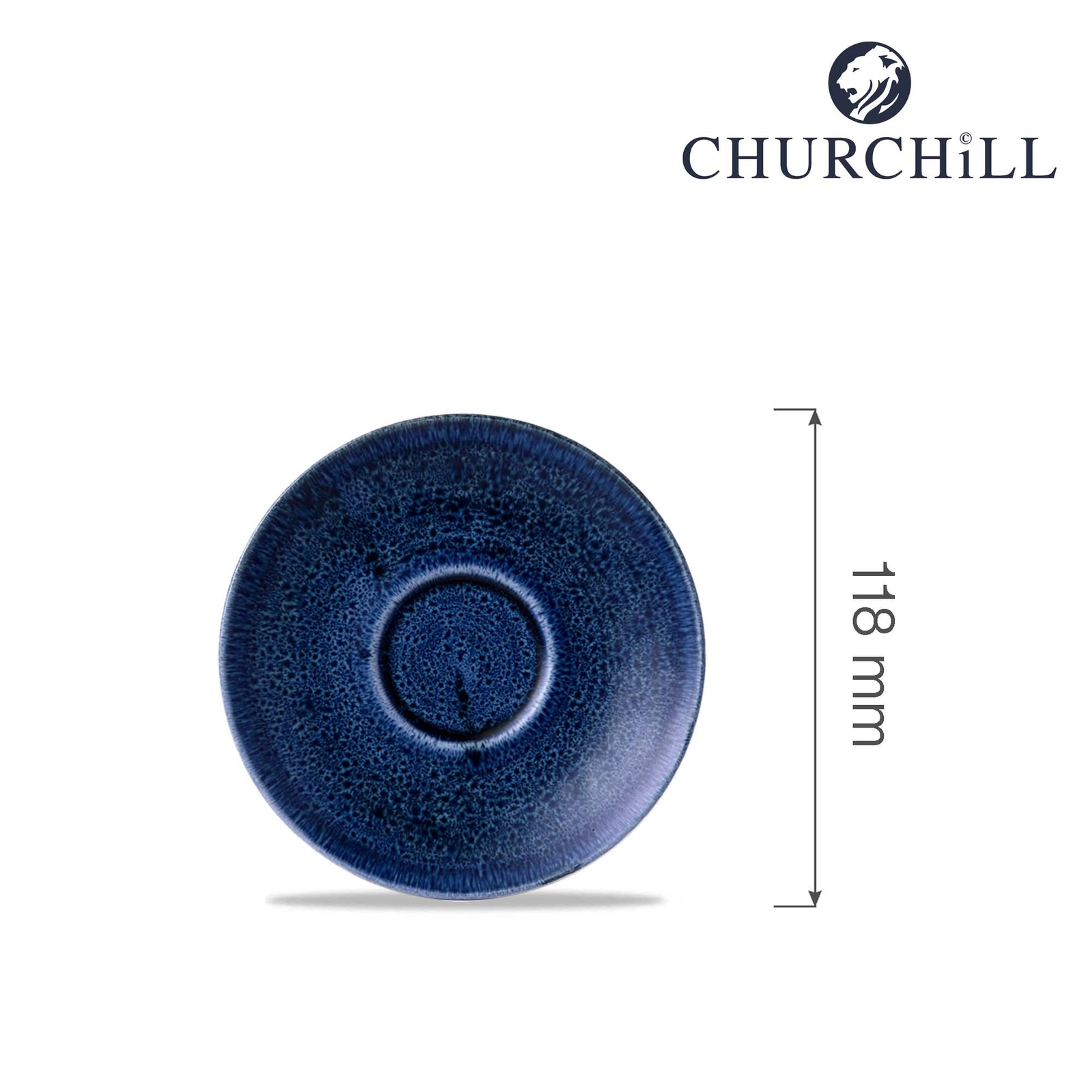 Spodek do espresso, Ø118 mm | CHURCHILL, Stonecast Plume Ultramarine