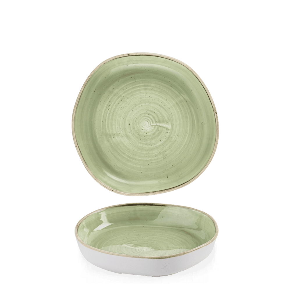 Misa z wysokim rantem o organicznym kształcie, 200×50 mm | CHURCHILL, Stonecast Sage Green