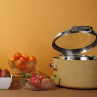 Podgrzewacz indukcyjny okrągły 11 l ze szklaną pokrywą, brązowy | FINE DINE, Madeira De Luxe