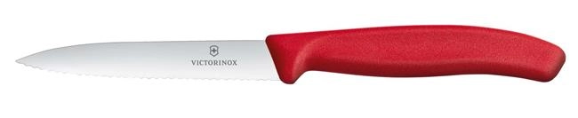 Nóż do jarzyn z ząbkowanym ostrzem, 100 mm, czerwony | VICTORINOX, 6.7731