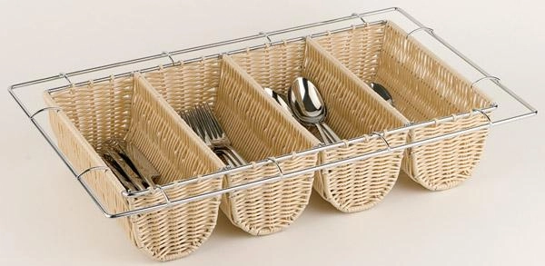 Pojemnik na sztućce z poliratanu GN 1/1 530x325x100 mm, beżowy | APS, Buffet