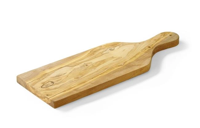 Deska do serwowania z drewna oliwnego z uchwytem, 400x140x18 mm | HENDI, 505250