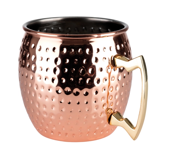 Kubek ze stali nierdzewnej w kolorze imitującym miedź, młotkowany, 0,55 l | APS, Moscow Mule