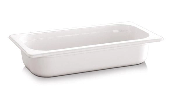 Pojemnik prostokątny z melaminy GN 1/3, 325x176x100 mm, biały | APS, Ecoline