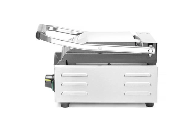 Grill kontaktowy pojedynczy, góra ryflowana, dół gładki, 1,8 kW, 230 V, 310×400×210 mm | HENDI, 263600