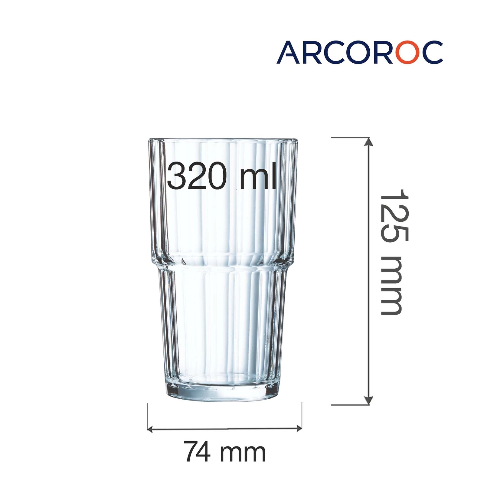 Szklanka wysoka Ø74 mm, 320 ml | ARCOROC, Norvege