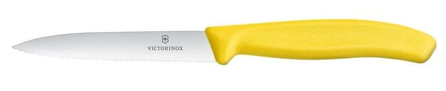Nóż do jarzyn z ząbkowanym ostrzem, 100 mm, żółty | VICTORINOX, 6.7736.L8