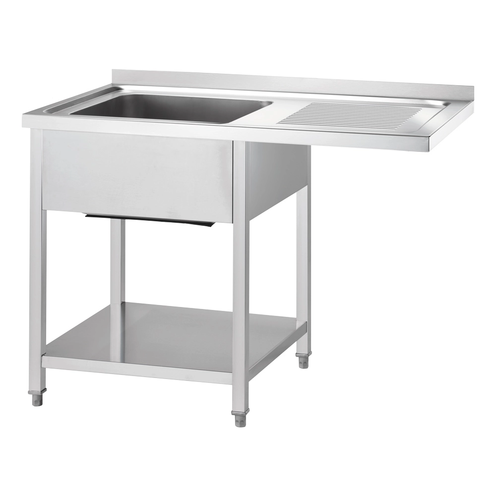 Stół ze zlewem 1-komorowym po lewej stronie, ze stali nierdzewnej, skręcany, 1000x700x900 mm | GREDIL, 672527