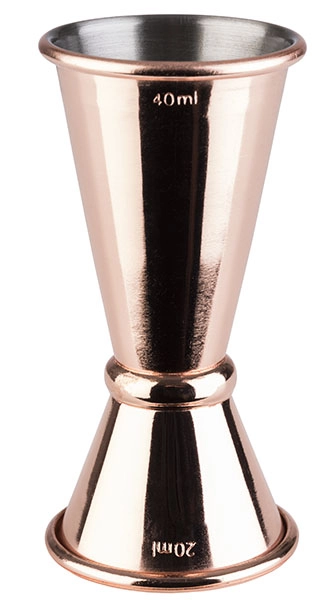 Miarka do alkoholu dwustronna 0,02–0,04 l, ze stali nierdzewnej, miedziana, polerowana | APS, 93353