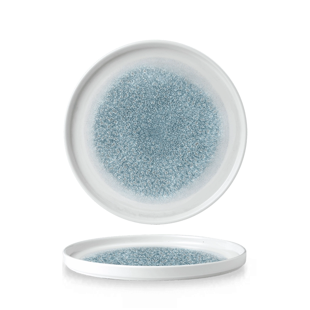 Talerz płytki z rantem, Ø260 mm | CHURCHILL, Raku Topaz Blue