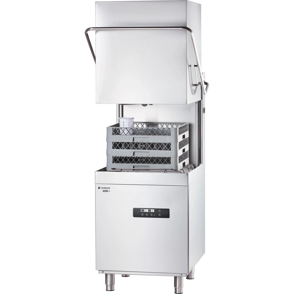 Zmywarko wyparzarka kapturowa z dozownikiem płynu myjącego, 10,8 kW, 400 V, kosz 500×500 mm, 728×816×1505 mm | STALGAST, 803035