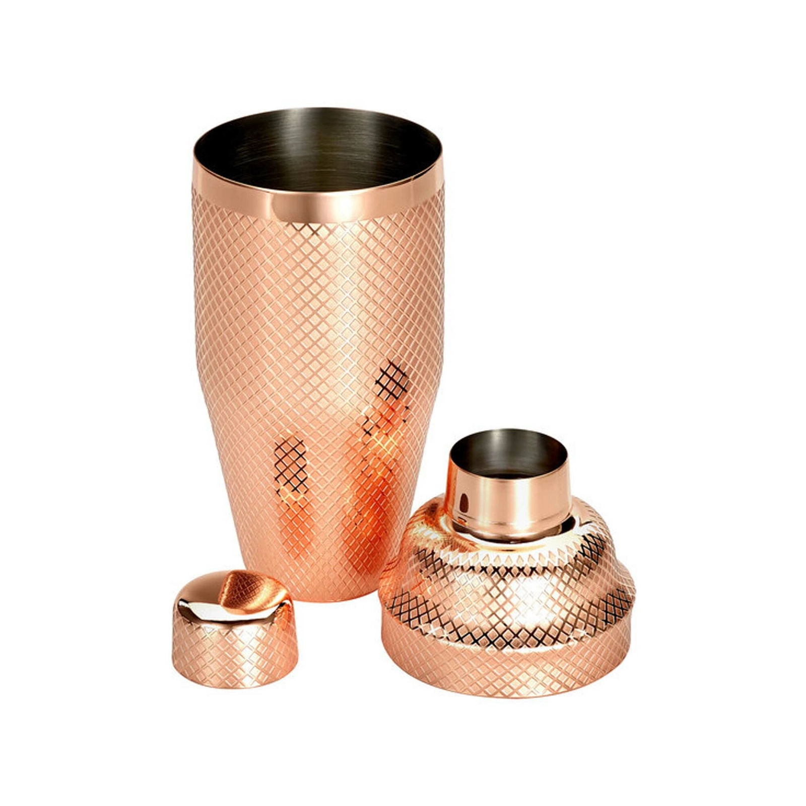 Shaker barmański 3-częściowy w stylu japońskim Diamond Lettice, ze stali nierdzewnej, miedziany, 700 ml | BARFLY, Diamond Lettice