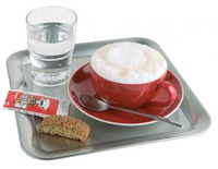 Taca kwadratowa ze stali nierdzewnej do serwowania kawy 230×230 mm, satynowa | APS, Kaffeehaus