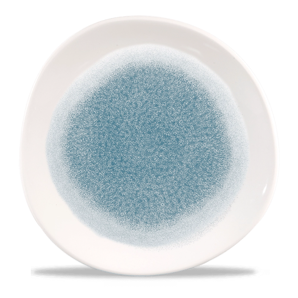Talerz płytki o organicznym kształcie, Ø286 mm | CHURCHILL, Raku Topaz Blue