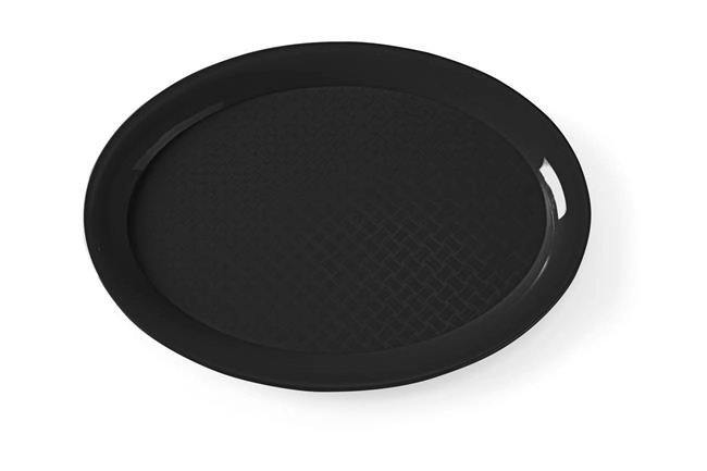 Taca Fast Food owalna 265x195 mm z polipropylenu, czarna | HENDI, 878552