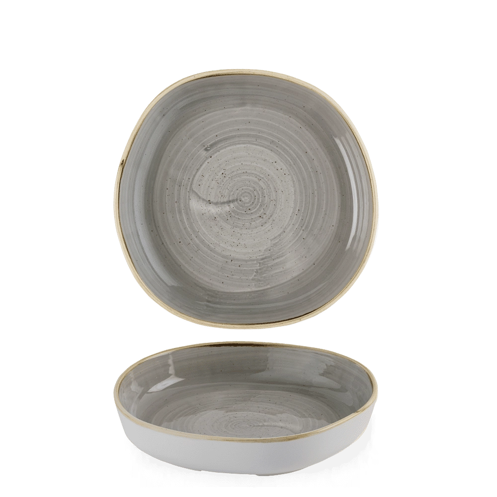 Talerz organiczny z wysokim rantem Ø230 mm, szary | CHURCHILL, Stonecast Peppercorn Grey