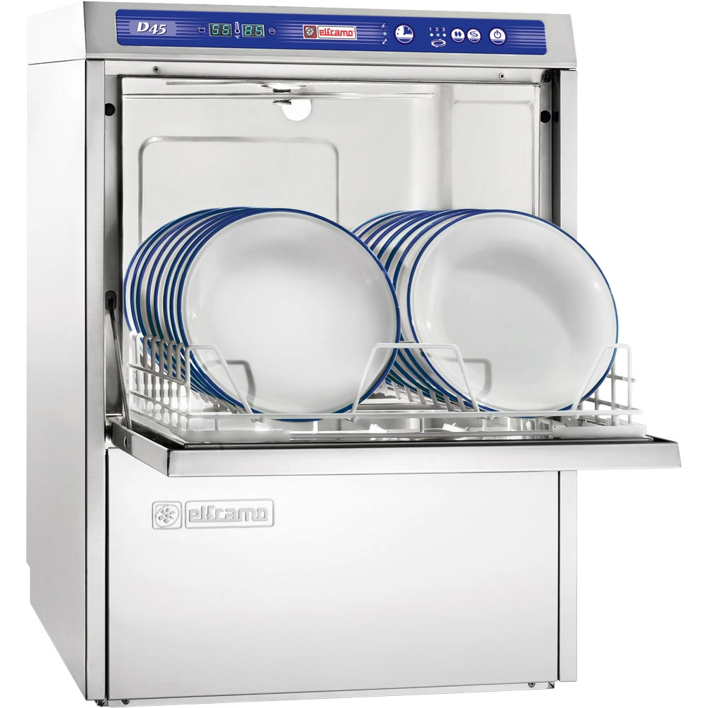 Zmywarka uniwersalna z dozownikami detergentów, zmiękczaczem i pompą zrzutową, 6,4 kW, 400 V, kosz 500×500 mm, 600×620×830 mm | ELFRAMO, 802451