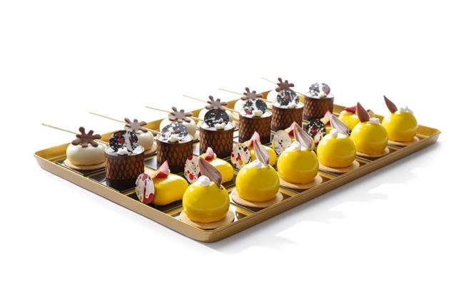Taca cukiernicza ekspozycyjna, złota, 400x300x20 mm | HENDI, 808566