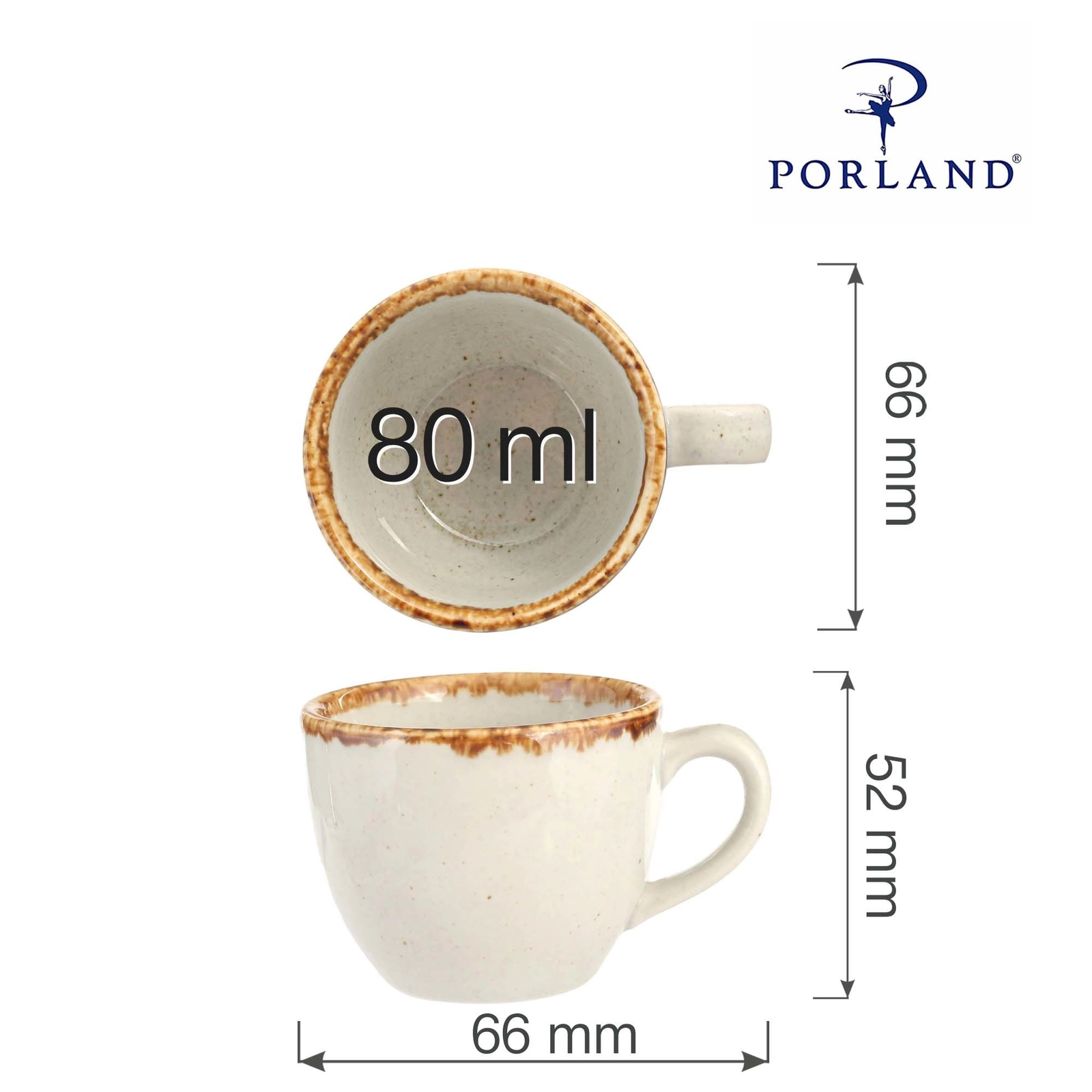 Filiżanka do espresso, 80 ml | PORLAND, Seasons Ashen