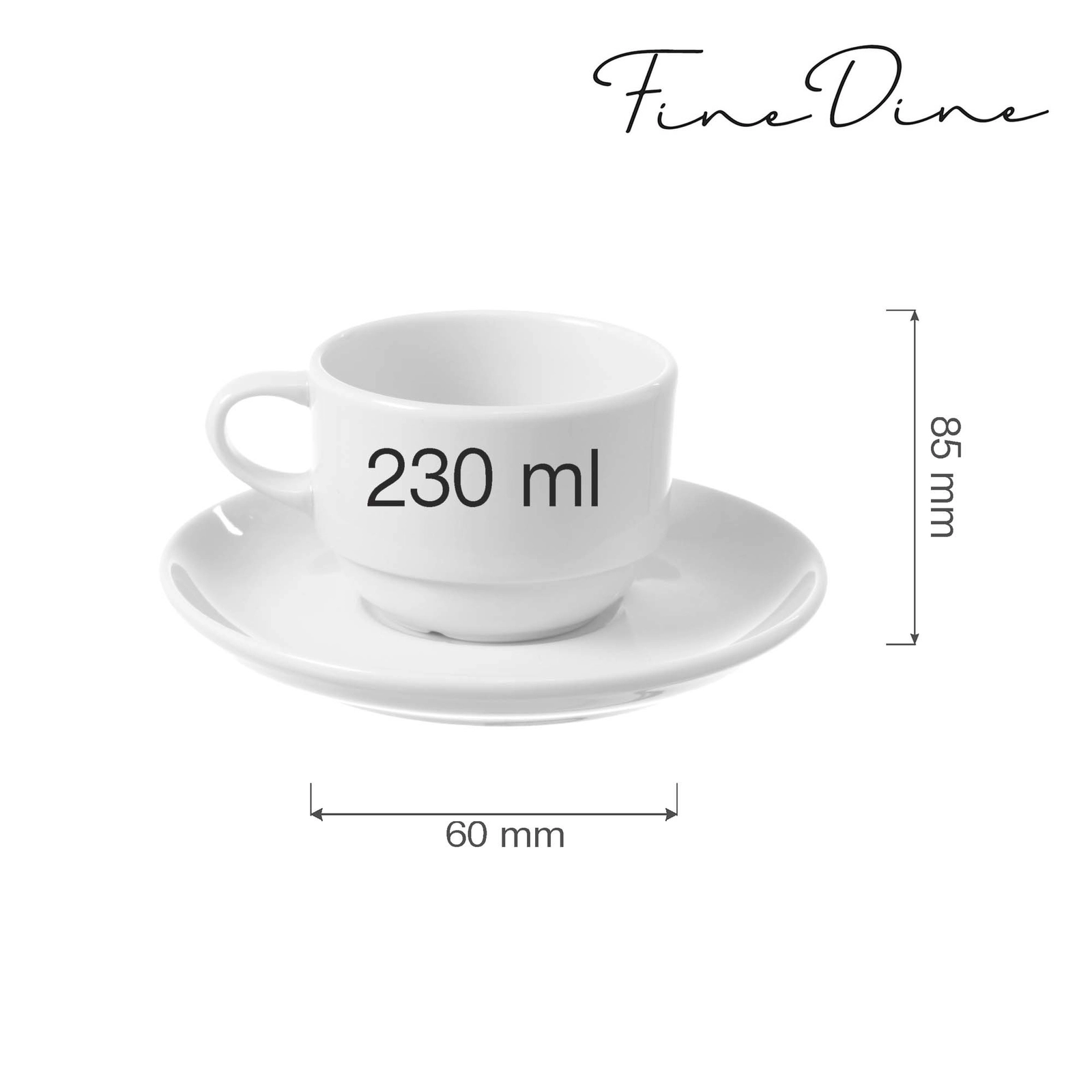 Filiżanka sztaplowana ze spodkiem, 230 ml | FINE DINE, Bianco