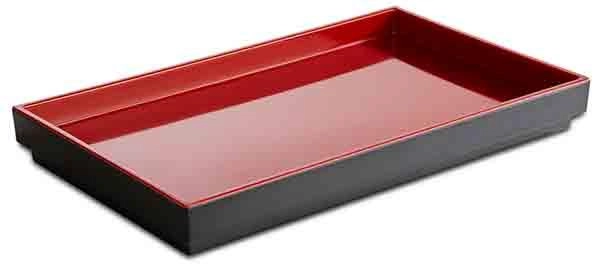 Taca GN 1/4, 265x162x30 mm, z melaminy, czarno-czerwona | APS, Asia Plus
