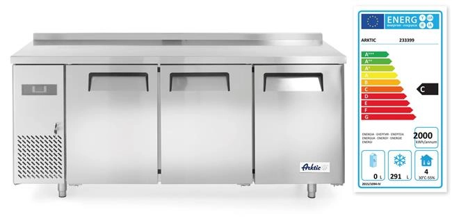 Stół mroźniczy 3-drzwiowy z agregatem bocznym, 291 l, 230V, 0,55 kW, 1800x600x886 mm | ARKTIC, 233399