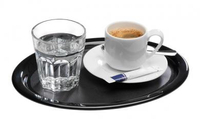 Taca owalna z melaminy do serwowania kawy 285x215 mm, czarna | APS, Kaffeehaus