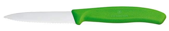 Nóż do jarzyn z ząbkowanym ostrzem, 80 mm, zielony | VICTORINOX, 6.7636.L114