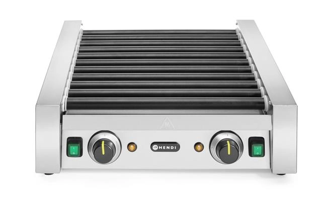 Podgrzewacz rolkowy do parówek dwustrefowy, 11 rolek, 230 V, 1,18 kW, 530x525x180mm | HENDI, 268704