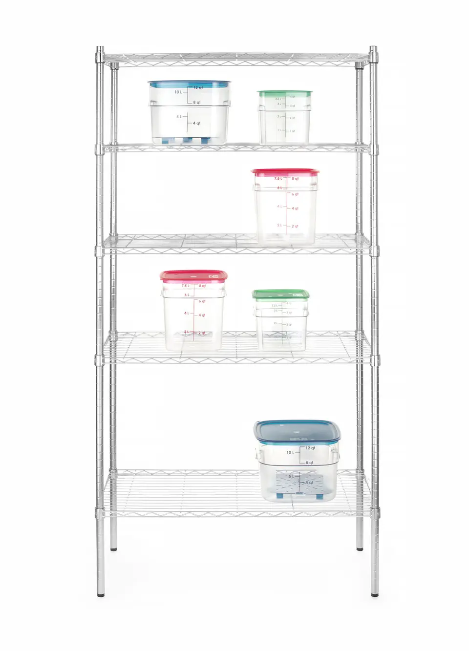 Regał z 5 półkami, ze stali chromowanej, 910x455x1830 mm | HENDI, 812204