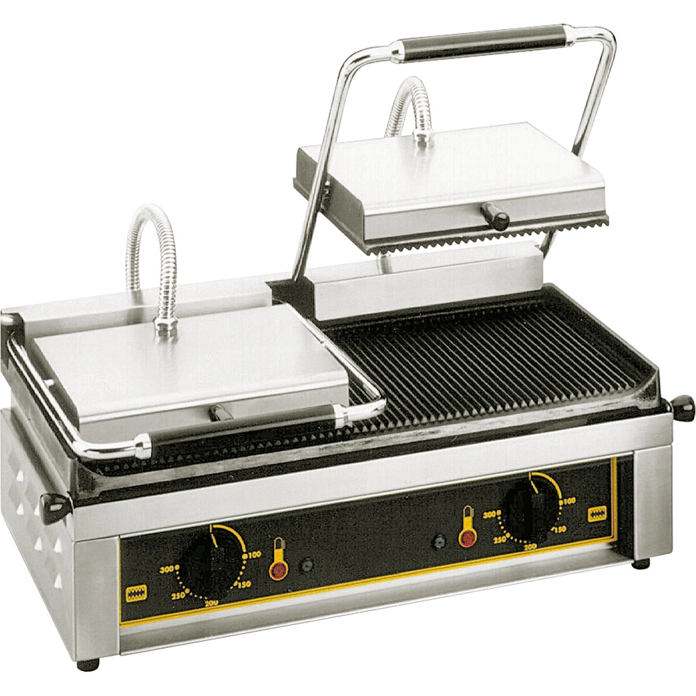 Grill kontaktowy podwójny, 2×2 kW, 230 V, 600x385x220 mm | ROLLER GRILL, 777218