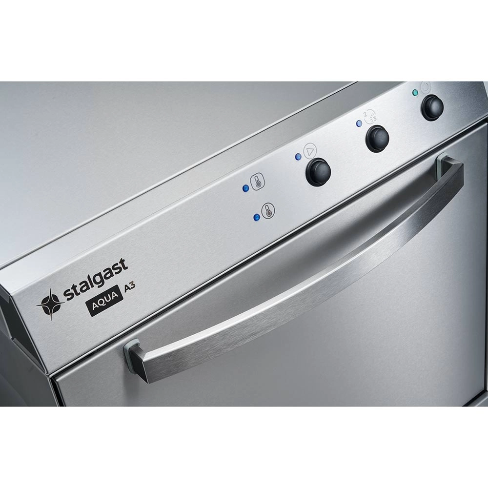 Zmywarko wyparzarka uniwersalna z podstawą, dozownik płynu myjącego i nabłyszczającego, kosz 500×500 mm, 3.4/4.9 kW, 230/400 V, 565×680×835 mm | STALGAST, 801506