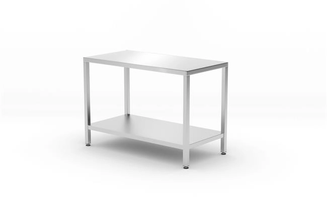 Stół centralny z półką – skręcany, 1200x600x850 mm | HENDI, 817551