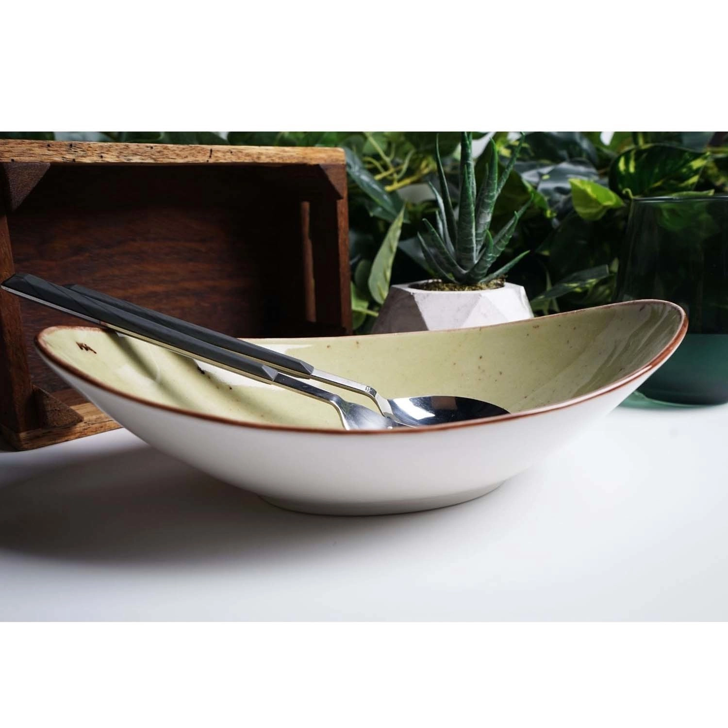 Miska łódka, 250x160 mm, zielona | FINE DINE, Olive