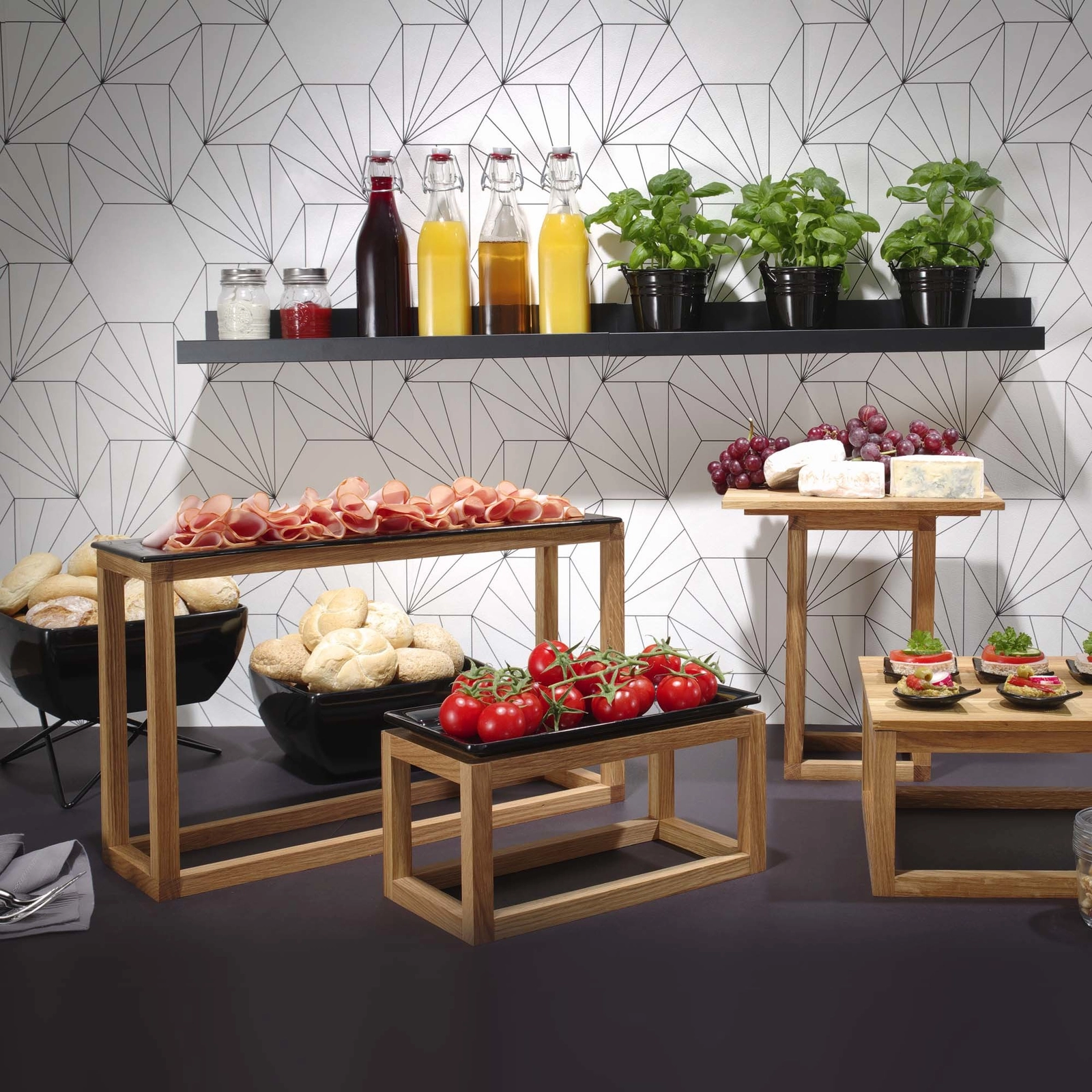 Organizer na sztućce, 530×325×65 mm | FINE DINE, Madeira Black