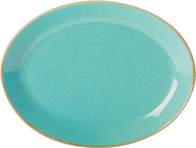 Talerz owalny z porcelany, niebieski, 240x190 mm | FINE DINE, Laguna