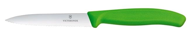 Nóż do jarzyn z ząbkowanym ostrzem, 100 mm, zielony | VICTORINOX, 6.7736.L4