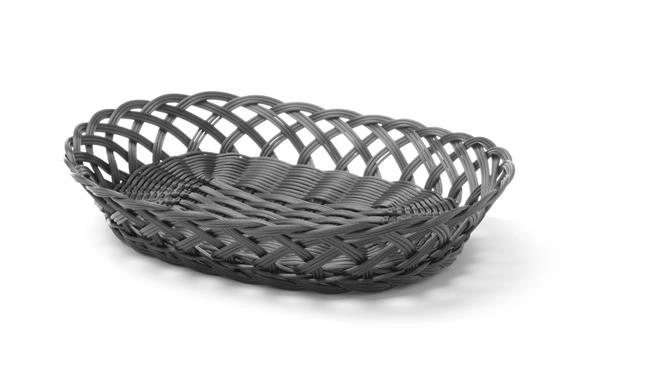 Koszyk pleciony, owalny, 320x230x55 mm, czarny | HENDI, 426265