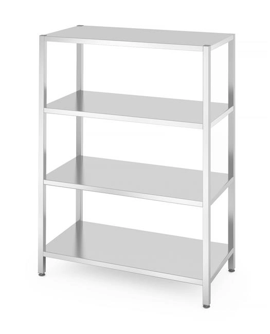 Regał magazynowy z 4 półkami pełnymi, skręcany, ze stali nierdzewnej, 1200x600x1800 mm | HENDI, Kitchen Line