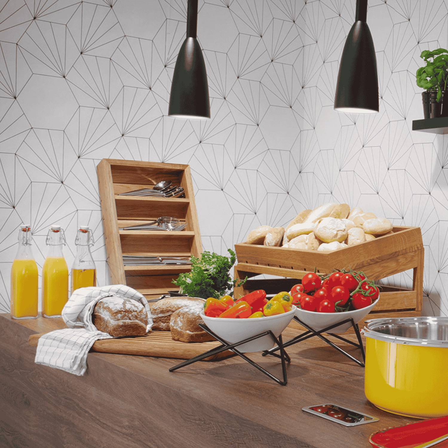 Organizer drewniany na sztućce, 530x325x65 mm | FINE DINE, System Madeira