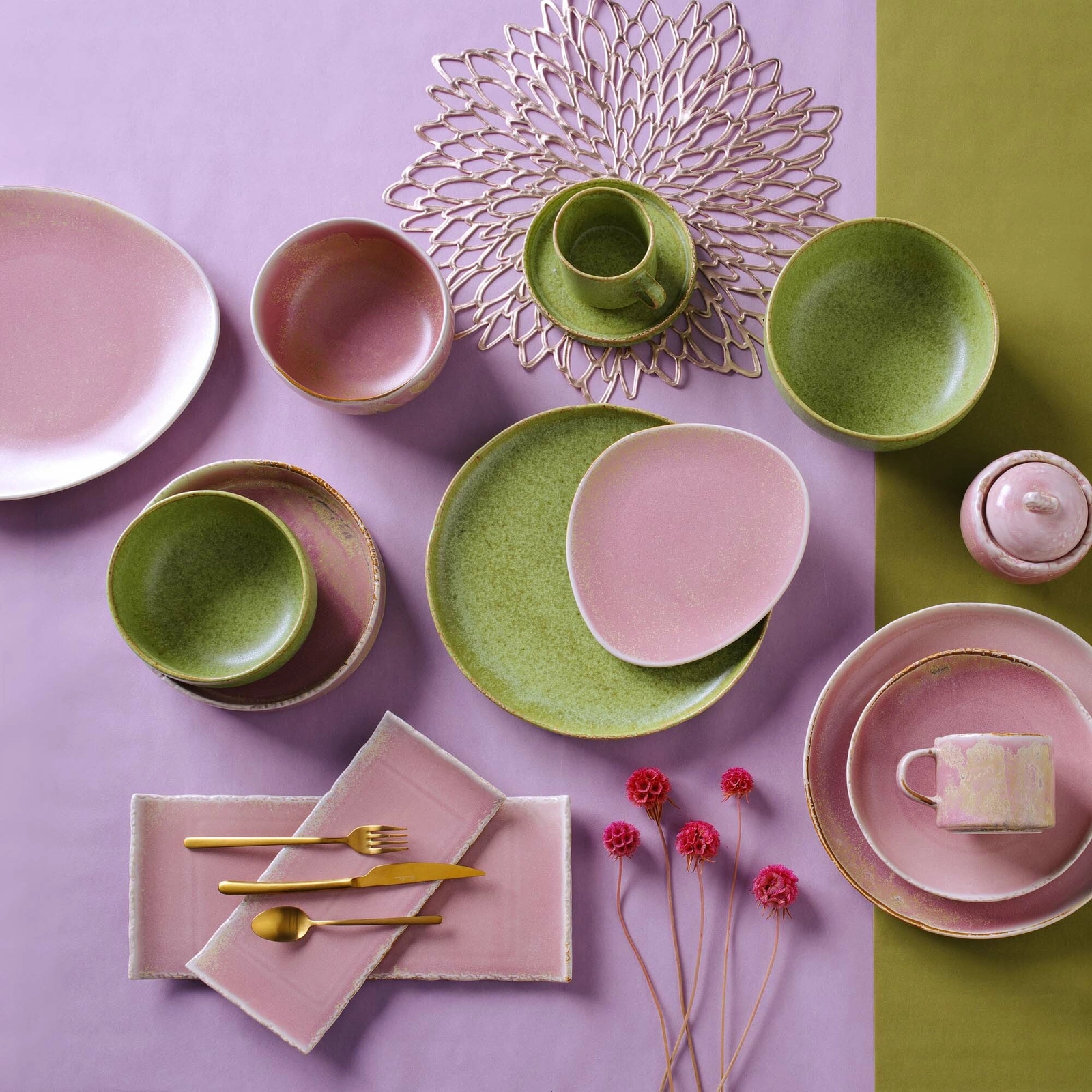 Talerz prostokątny, 340×150 mm, różowy | FINE DINE, Rosa