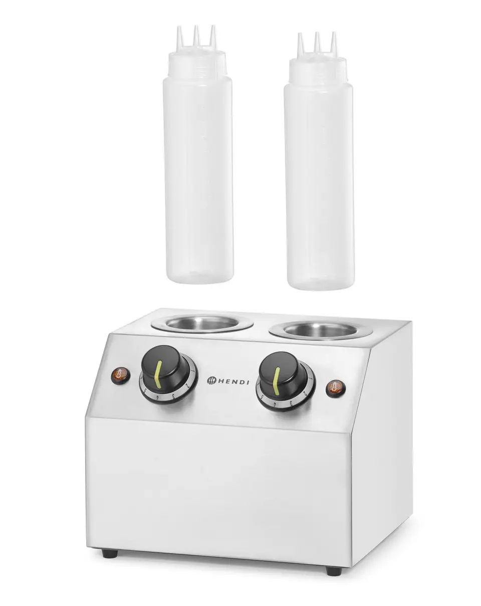Podgrzewacz do sosów podwójny, 1,3 l, 220-240 V, 0,4 kW, 270x223x282 mm | HENDI, 201725