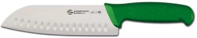 Nóż Santoku ze żłobieniami 310 mm, zielony | AMBROGIO SANELLI, Supra colore