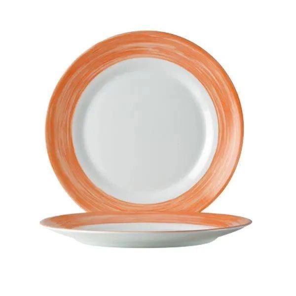Talerz deserowy z porcelany, pomarańczowy, ø195 mm, zestaw 6 szt. | ARCOROC, Linia Brush