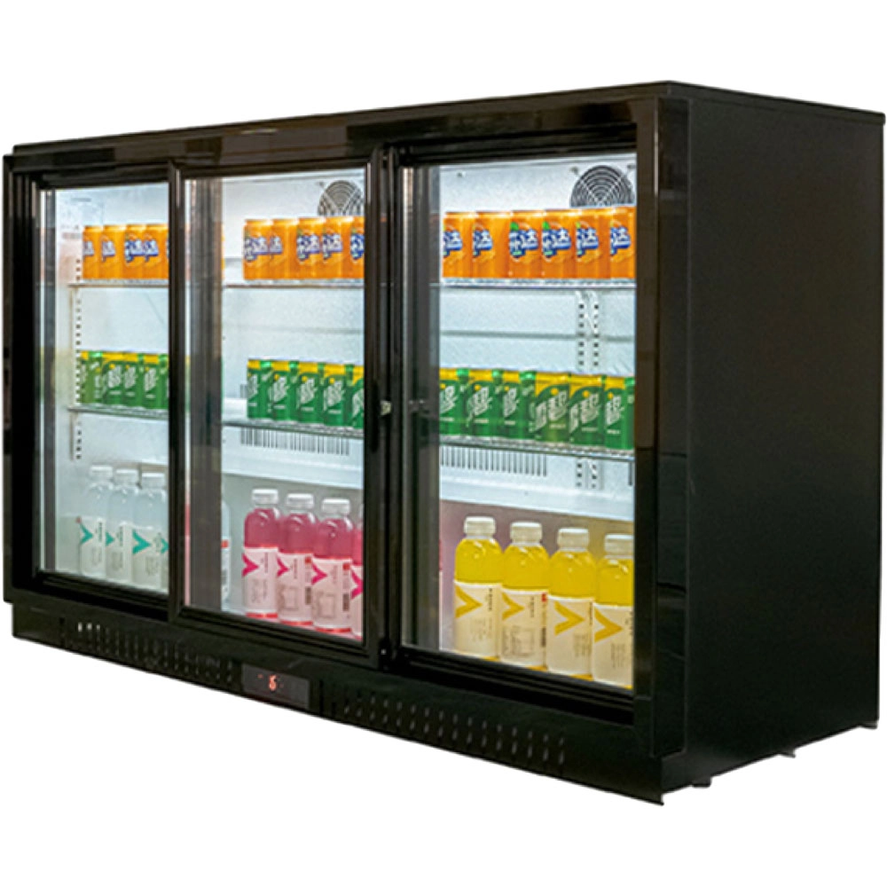 Barowa witryna chłodnicza 3-drzwiowa z drzwiami suwanymi, 308 l, 1350x530x835 mm | STALGAST, 882324