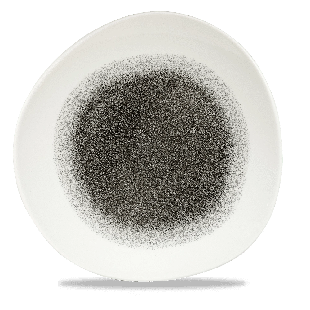 Talerz płytki o organicznym kształcie, Ø286 mm | CHURCHILL, Raku Quartz Black