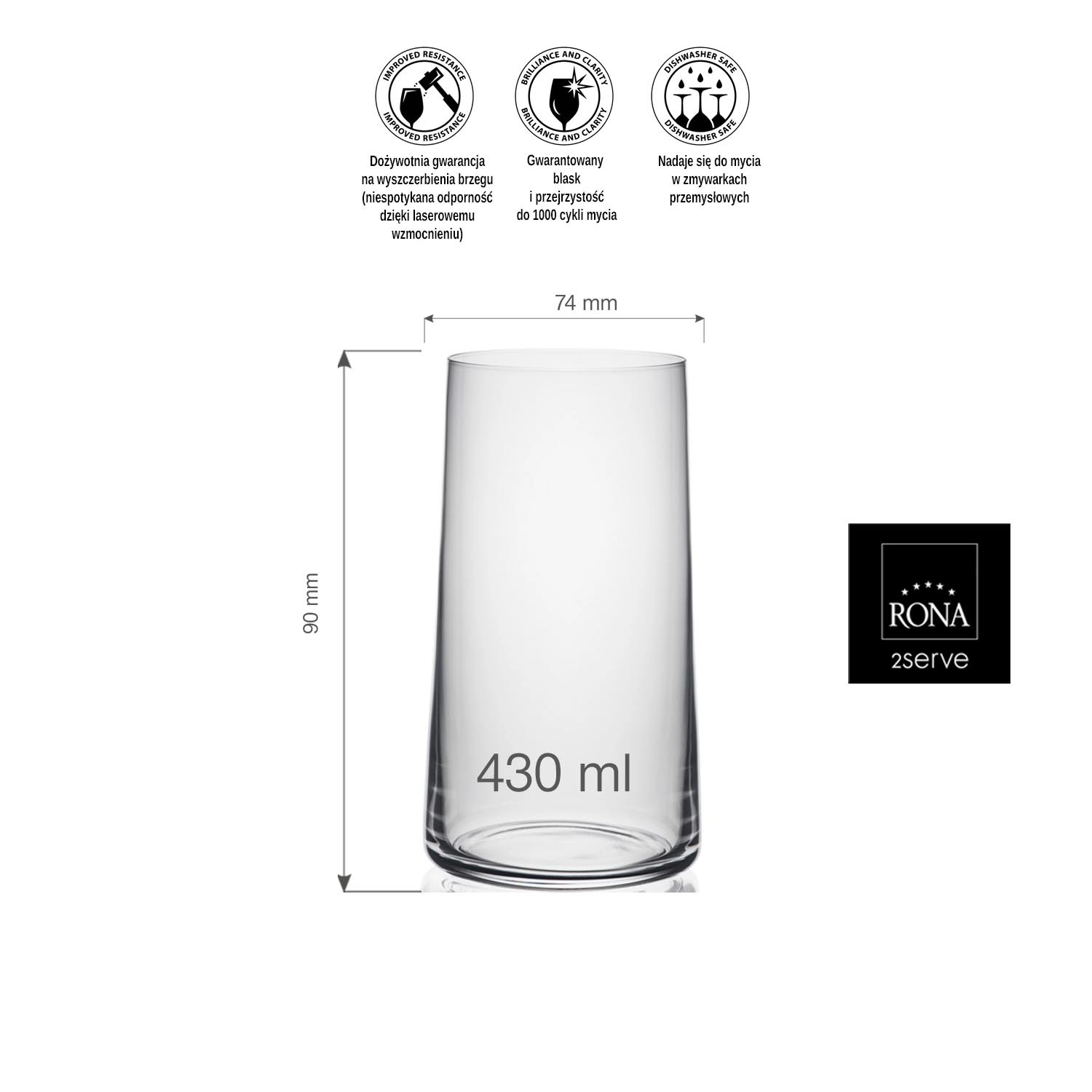 Szklanka wysoka, 430 ml | RONA, Mode